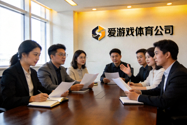 爱游戏体育公司团队会议：团队成员在会议室讨论工作