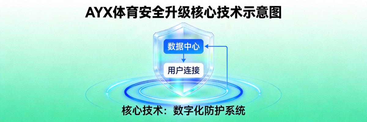 AYX体育安全升级核心技术示意图：数字化盾牌保护着数据中心与用户连接