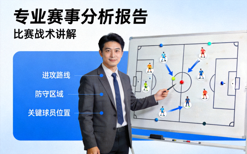 专业赛事分析报告：分析师正在讲解比赛战术的示意图