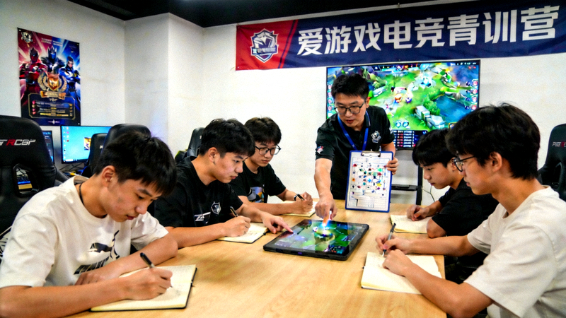 爱游戏电竞青训营活动现场：年轻学员在专业教练指导下进行团队战术分析与模拟训练