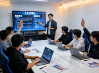 电竞教育课堂场景：学生在教室内学习电竞运营课程