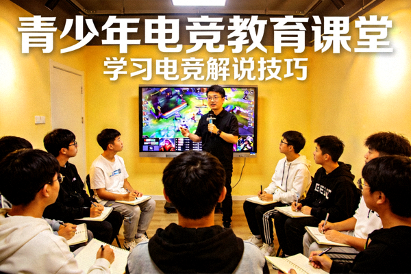 青少年电竞教育课堂：学生在老师指导下学习电竞解说技巧