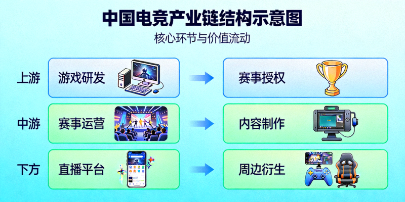 中国电竞产业链结构示意图