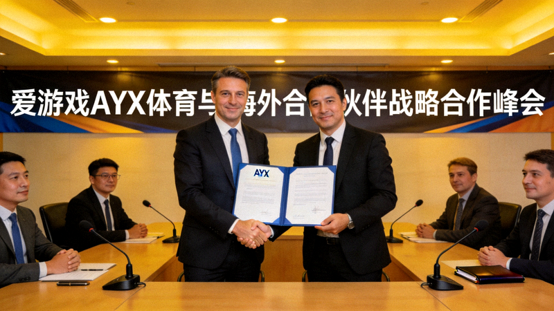爱游戏AYX体育与海外合作伙伴在峰会现场签署战略合作协议，双方代表握手并展示文件