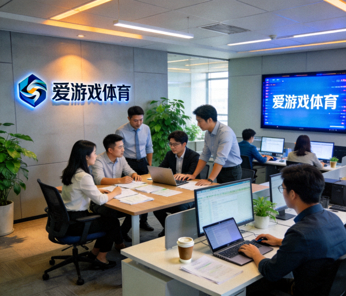 爱游戏体育公司团队在现代化办公室中协作办公的场景